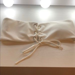 White lace up bathing suit top